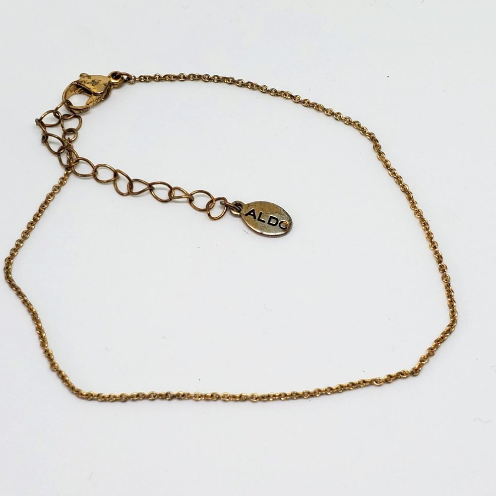 Dainty Signed ALDO Gold Anklet Bracelet Chain 10" Adjustable Length